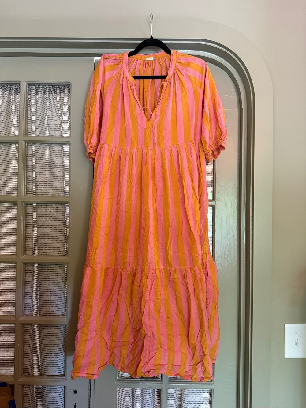 Matta Pink and Orange Striped Maxi Dress